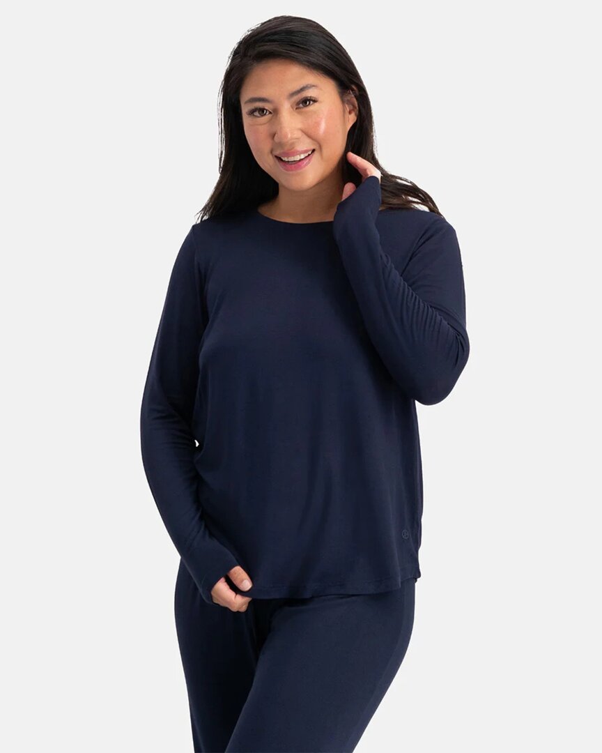 bamboe-pyjama-013gcp-1.jpg Bamboe dames pyjama set navy – lange mouwen Lotika - Afbeelding 1