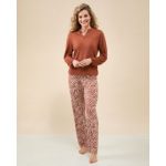 evi dames pyjama bamboe karamel bruin zebra print