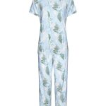 Pastunette dames pyjama van bamboe elastan mix met korte mouwen en 3/4e capri broek 'outdoor life'