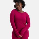 Bamboe dames pyjama set lange mouwen bordeaux Lotika