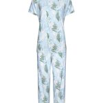 Pastunette dames pyjama van bamboe elastan mix met korte mouwen en 3/4e capri broek 'outdoor life'