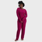 Bamboo Basics dames pyjamaset lang nina bordeaux rood