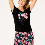 Key Bamboe Dames Pyjama Korte Mouw Zomer Bloemenprint Zwart Roze LNS 516 40 / L | bol