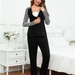 Bresdk Damesnachthemd, zwangerschapsmode, katoen, pyjama voor borstvoeding, ziekenhuis, moederschap, pyjama, Zwart, S : Amazon.nl: Kleding, schoenen & sieraden