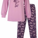 Tenderness Dames Pyjama Roos Print Lange Mouwen Lila Maat S
