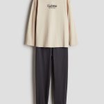 Pyjama van katoenen tricot Beige/California KINDEREN | H&M NL