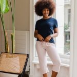 By Louise By Louise Essential Dames Capri Pyjama Driekwart Gestreept Blauw