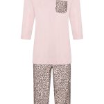 Capri pyjama met accenten in luipaarddessin in roze/grijs geprint | Your Look... for less!