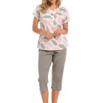 Dames pyjama capri broek leaves
