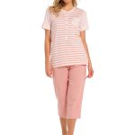 Pastunette dames pyjama capri broek roze gestreept
