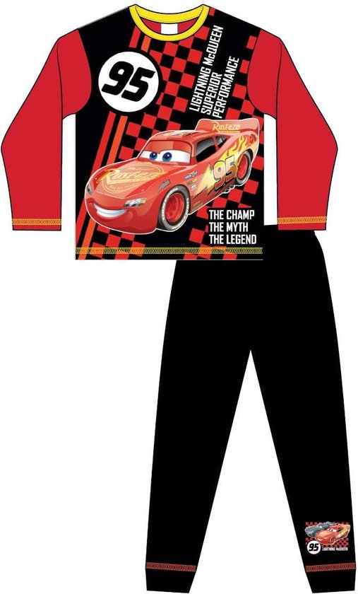 cars-pyjama-431awi-1.jpg Disney Cars Pyjama Jongens Pyjamaset Rood/Zwart Lightning McQueen Maat 140 | bol - Afbeelding 1