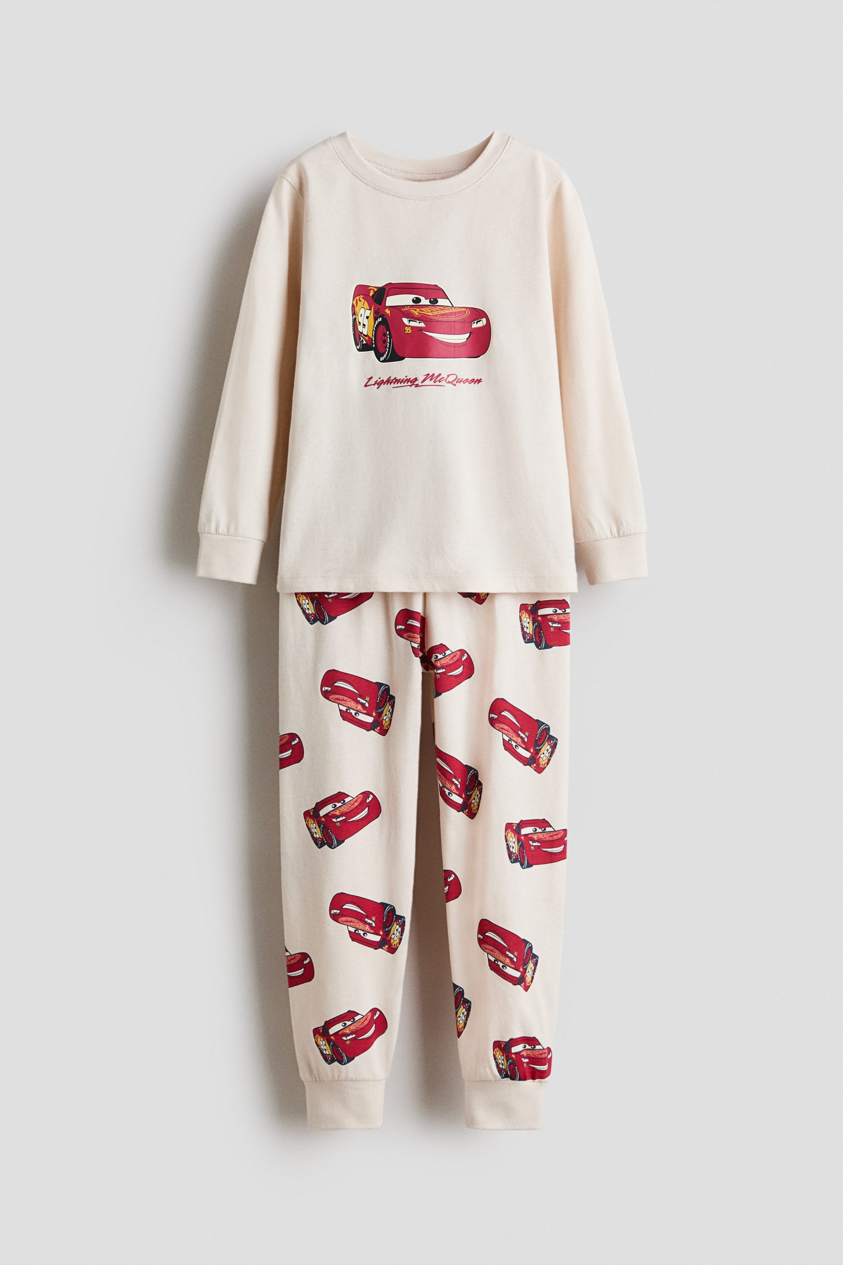 cars-pyjama-921ymz-1.jpg Light beige/Cars Printed cotton jersey pyjamas for kids | H&M GB - Afbeelding 1