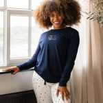 By Louise By Louise Dames Pyjama Set Lang Blauw Hartjes Print