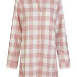 By Louise Dames Pyjama Nachthemd Lang Flanel Geruit Roze