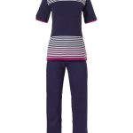 Pastunette pyjama voor dames met korte mouwen en 3/4e broek 'horizontal eden stripes'