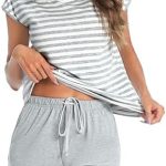 Aseniza Pyjama dames zomer korte pyjama dames korte mouwen katoen ademend tweedelige pyjama dames comfortabele zomerpyjamaset dames S XXL, ...