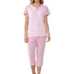 Pastunette dames zomer pyjama met capri broek gestreept roze