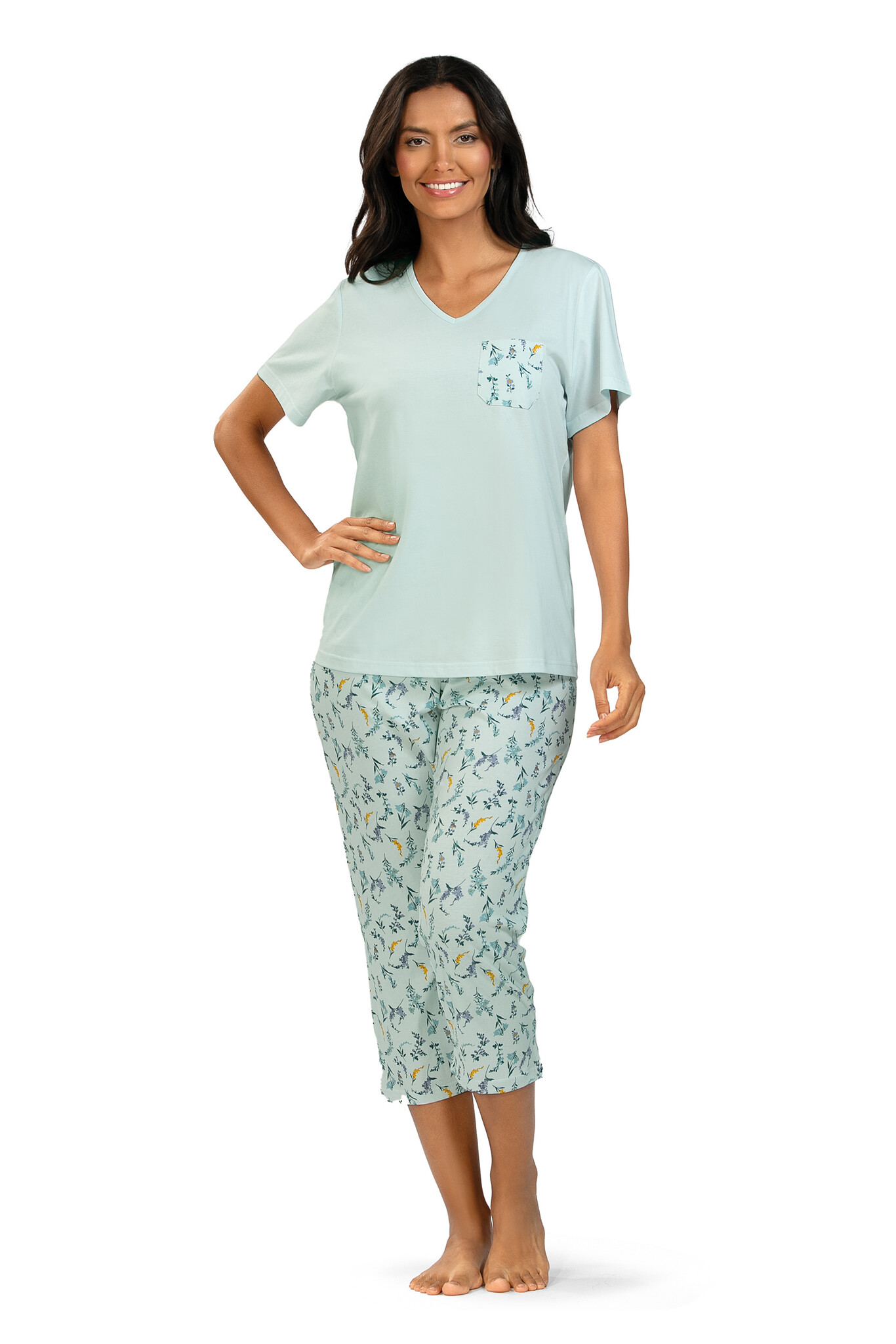 dames-pyjama-zomer-800pbv-1.jpg Comtessa dames Pyjama – Zomer – 7/8 Broek – 100% Katoen - Afbeelding 1