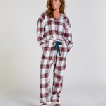 Hunkemöller Dames Nachtmode Tall Pyjamabroek Flanel Wit maat M | bol