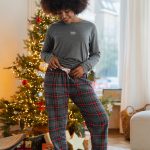 Happy Shorts Happy Shorts Dames Pyjama Broek Lang Grijs/Rood Geruit Flanel