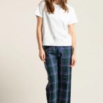 Flanellen pyjamabroek ruit donkergroen
