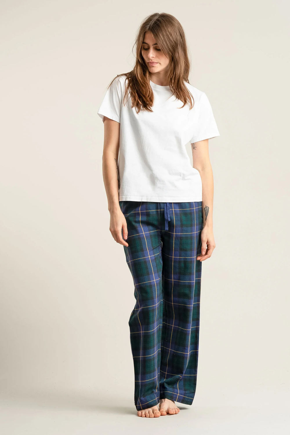 flanellen-pyjamabroek-dames-633rge-1.jpg Flanellen pyjamabroek ruit donkergroen - Afbeelding 1