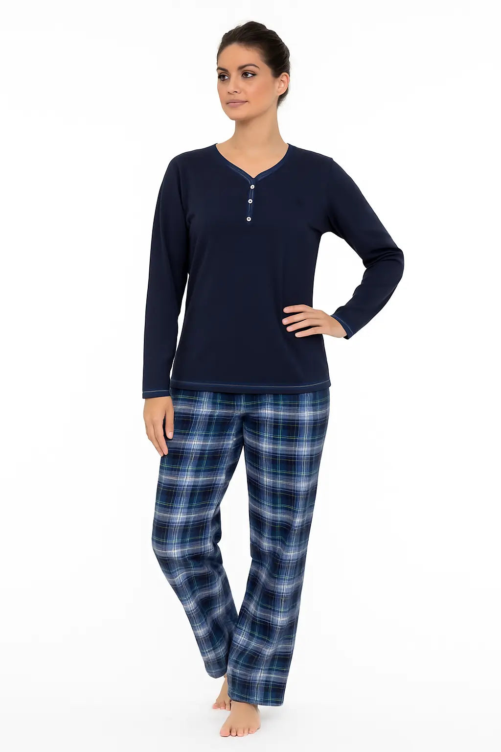 flanellen-pyjamabroek-dames-706ilc-1.jpg Irresistible dames pyjama lange mouw Flanellen broek - Afbeelding 1