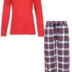 By Louise Dames Pyjama Set Met Flanellen Pyjamabroek Rood