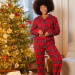 Happy Shorts Happy Shorts Dames Pyjama Broek Lang Rood Geruit Flanel