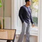 Phil & Co Phil & Co Heren Pyjamabroek Lang Flanel Gestreept Grijs