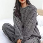 Miss | Nachtkleding Dames Pyjama Set Lange Mouw Fleece Blauw / Eén maat