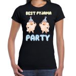 Verkleed T shirt voor dames best pyjama party zwart carnaval foute party Carnaval / kostuum t shirts Bellatio warenhuis