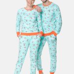 Mooie dames winter pyjama van katoen. Blauwe pyjama set