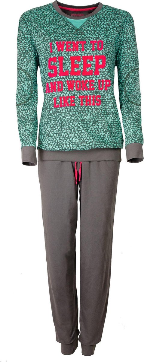 gekke-pyjama-dames-728mlu-1.jpg Grappige dames pyjama van 100 % katoen. Groen F7. | bol - Afbeelding 1