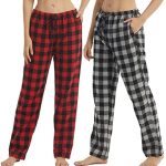 1 2 Pack Dames Pyjamabroeken Flanel Geruite Lounge Broek Ultrazachte Loungewear Pyjama's voor Dames PJ's Broek met Zakken Nachtkleding : Amazon.nl: Kleding, schoenen & sieraden