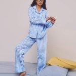 Athîral Casual geruite pyjamaset voor dames, blauw | SHEIN Nederland