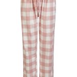 By Louise By Louise Dames Pyjama Set Lang Flanel Geruit Roze