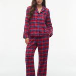 Essential geruite flanellen pyjamaset | Rood | Tommy Hilfiger