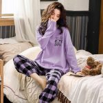 Lente en herfst zomer katoenen broek met lange mouwen pyjama dames meisjes pyjama groot formaat losse geruite thuispak kopen vanaf een prijs van 22 | Joom