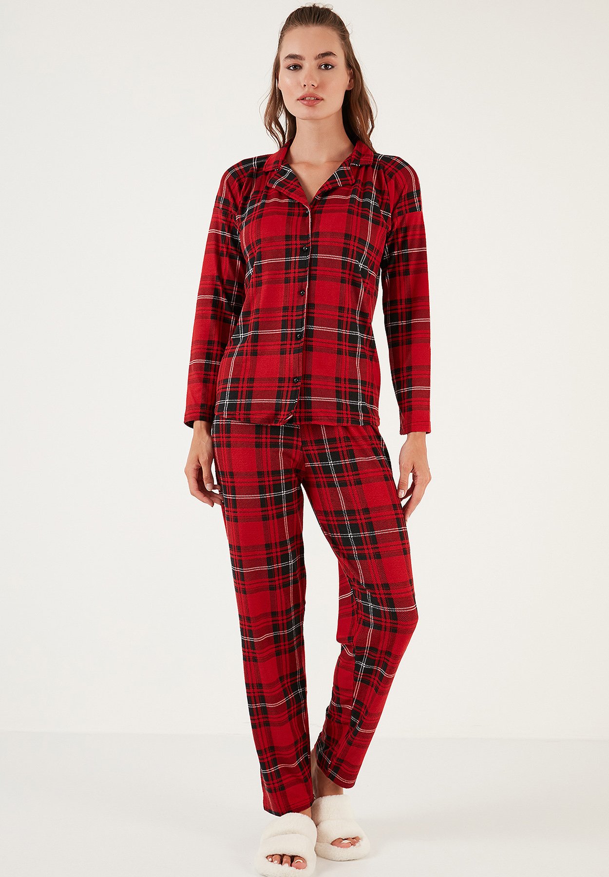 geruite-pyjama-dames-782txy-1.jpg LELA REGULAR FIT SET Pyjama red black/rood Zalando.nl - Afbeelding 1