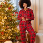Happy Shorts Happy Shorts Dames Pyjama Broek Lang Rood Geruit Flanel
