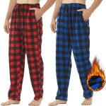 2 pack heren fleece pyjamabroek Ultrazachte geruite loungebroek met zakken PJ's Loungewear Pjs broek : Amazon.nl: Kleding, schoenen & sieraden