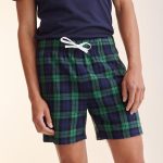Loungeshort heren katoenflanel en tartan geruite pyjamabroek Etsy Nederland