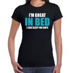 BD Dames t shirt zwart fun tekst Great in bed bestellen? | Shoppartners.nl
