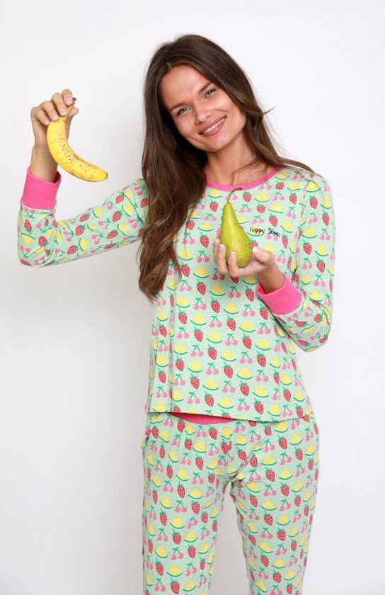 grappige-pyjama-dames-733elm-1.jpg Happy Pyjama's pyjama dames volwassenen |Fruit prints | maat: small | bol - Afbeelding 1