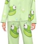 Mnsruu Dames pyjama set pyjama grappige gekke kikker gezichten vrouwen nachtkleding lange mouwen loungewear, A00110, XL : Amazon.nl: Kleding, schoenen & sieraden