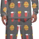 Grappige frietjes hamburger en cola zachte heren pyjama set comfortabele loungewear top en broek met lange mouwen geschenken M : Amazon.nl: Kleding, schoenen & sieraden