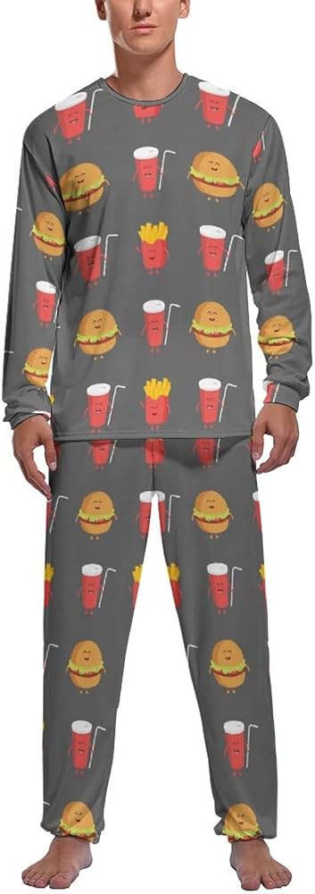 grappige-pyjama-heren-086pdb-1.jpg Grappige frietjes hamburger en cola zachte heren pyjama set comfortabele loungewear top en broek met lange mouwen geschenken M : Amazon.nl: Kleding, schoenen & sieraden - Afbeelding 1
