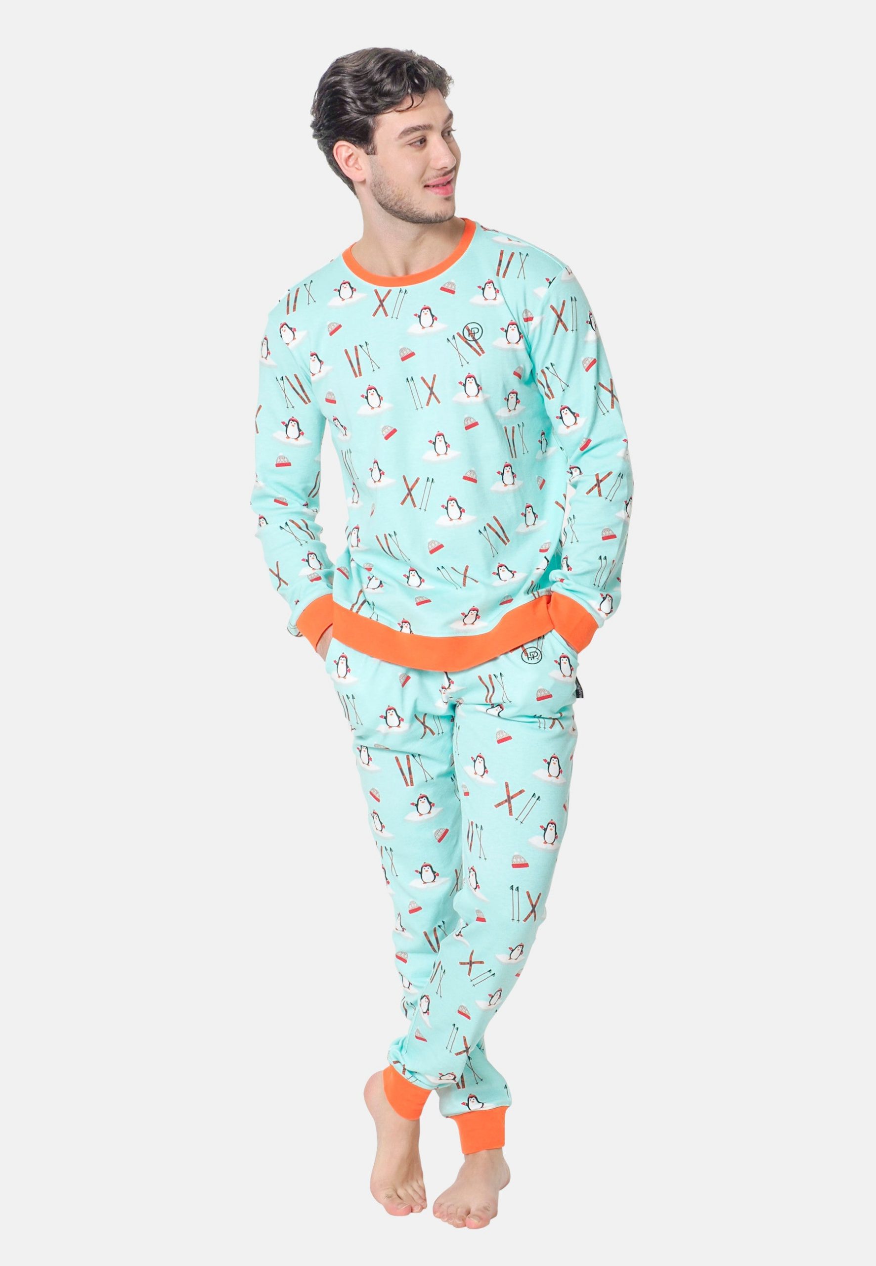 grappige-pyjama-heren-337jbe-1.jpg Winter heren pyjama set met broek. Blauwe mannen pyjama - Afbeelding 1