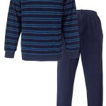 Paul Hopkins Heren Pyjama Badstof Lange Mouwen Donker Blauw Maat S